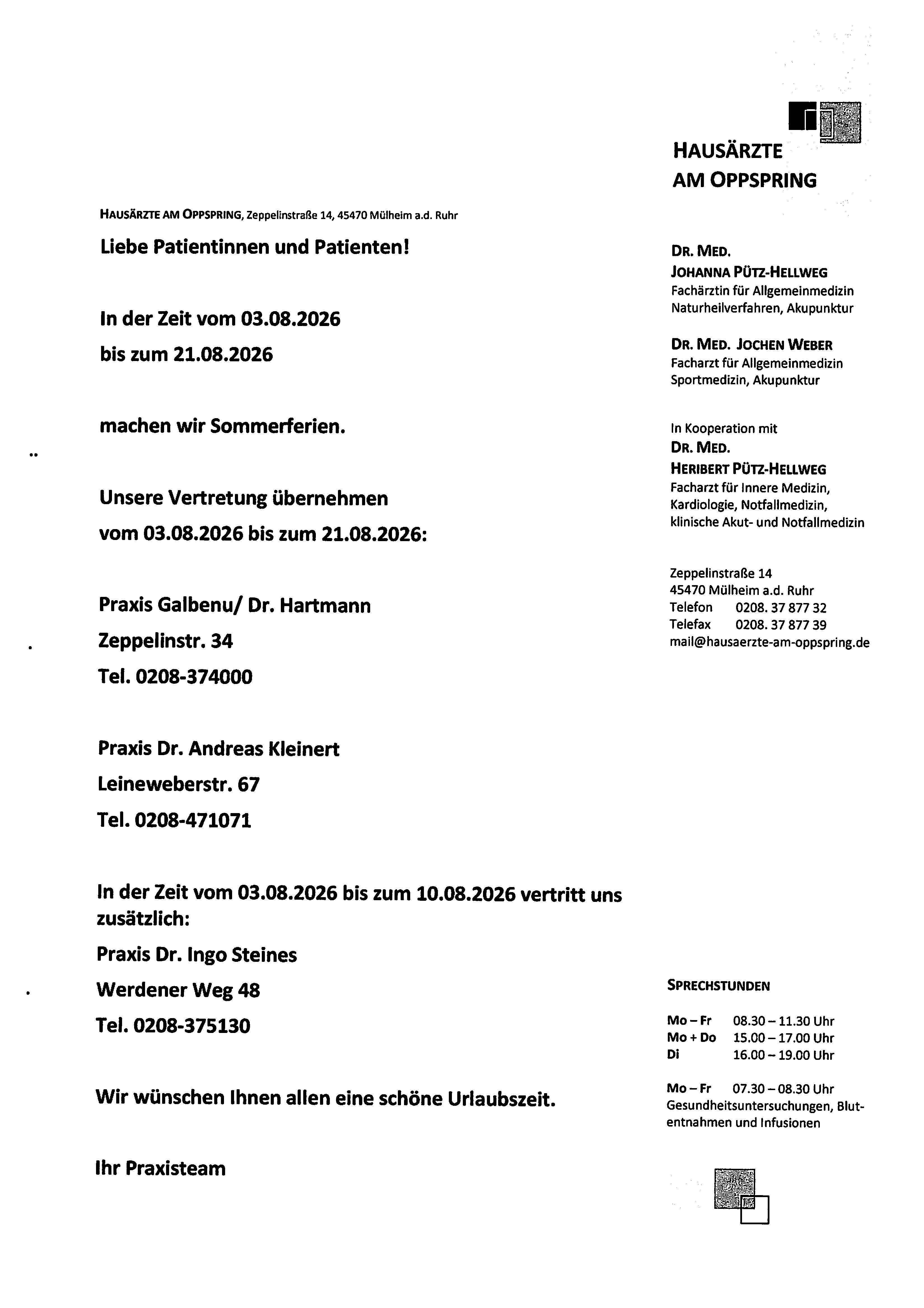 Praxisurlaub